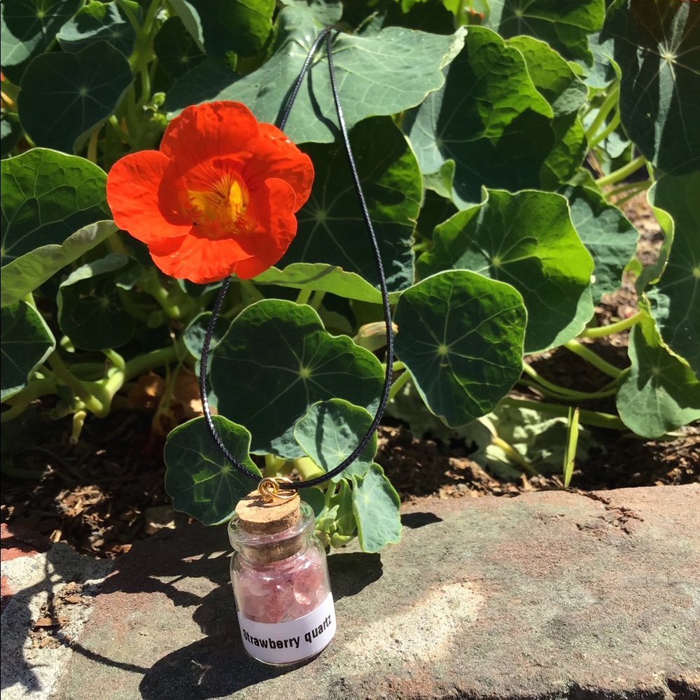 Crystals (Strawberry Quartz) In A Bottle Mini